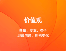 價(jià)值觀:共贏，專業(yè)，奮斗，坦誠(chéng)溝通，擁抱變化
